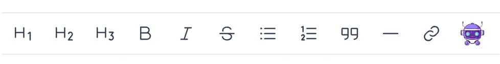 The Materials formatting toolbar with the TetraBot icon at the far right